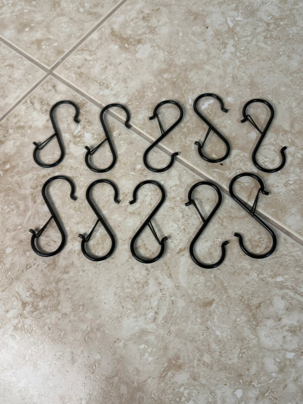 Black Metal S-Hook Shower Curtain Rings - Set of 10